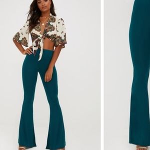 PLT emerald jersey flared trousers